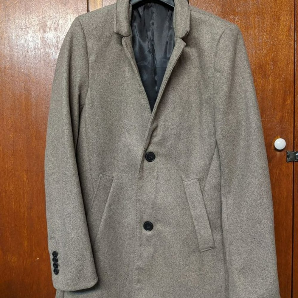 Men's Beige Wool-blend Spring / Fall Coat - Picture 5 of 5